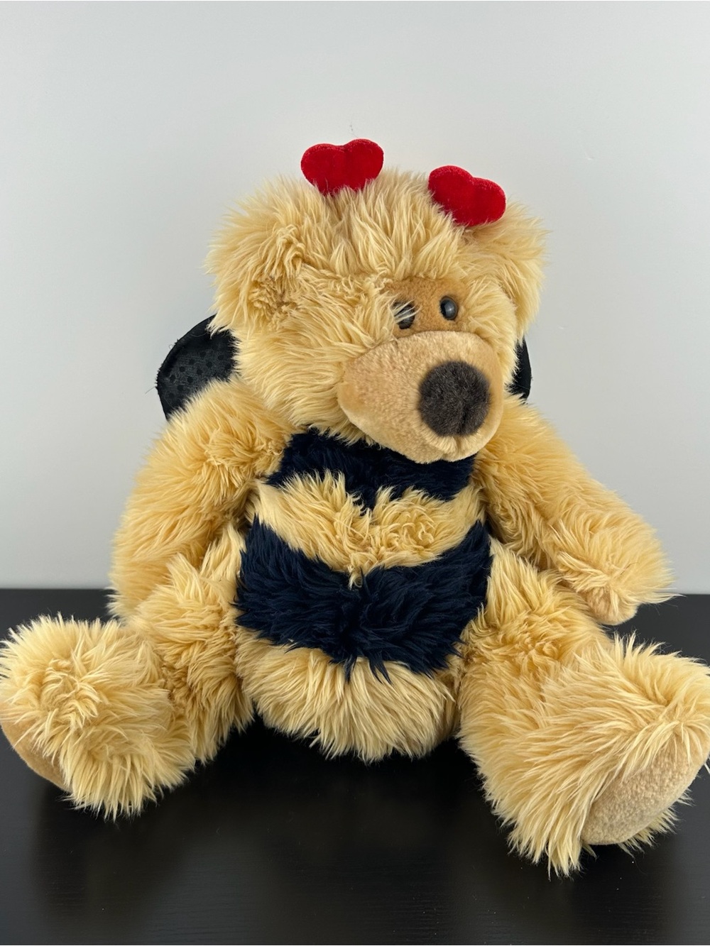 Russ Berrie Breezy Bumblebee Bear 14” Bumble Bee Teddy Red Hearts Plush